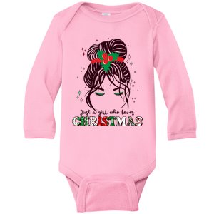 Cute Just A Girl Who Loves Christmas Baby Long Sleeve Bodysuit