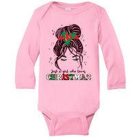 Cute Just A Girl Who Loves Christmas Baby Long Sleeve Bodysuit