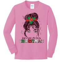 Cute Just A Girl Who Loves Christmas Kids Long Sleeve Shirt