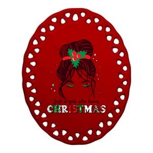 Cute Just A Girl Who Loves Christmas Ceramic Oval Ornament