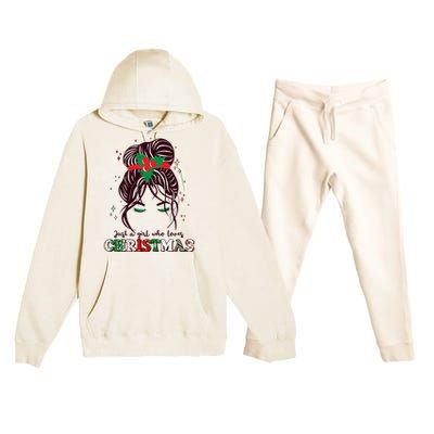 Cute Just A Girl Who Loves Christmas Premium Hooded Sweatsuit Set