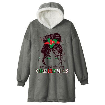 Cute Just A Girl Who Loves Christmas Hooded Wearable Blanket