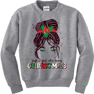 Cute Just A Girl Who Loves Christmas Kids Sweatshirt