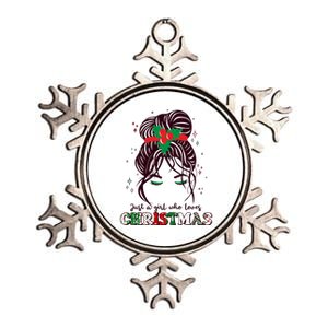 Cute Just A Girl Who Loves Christmas Metallic Star Ornament