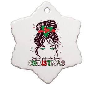 Cute Just A Girl Who Loves Christmas Ceramic Star Ornament