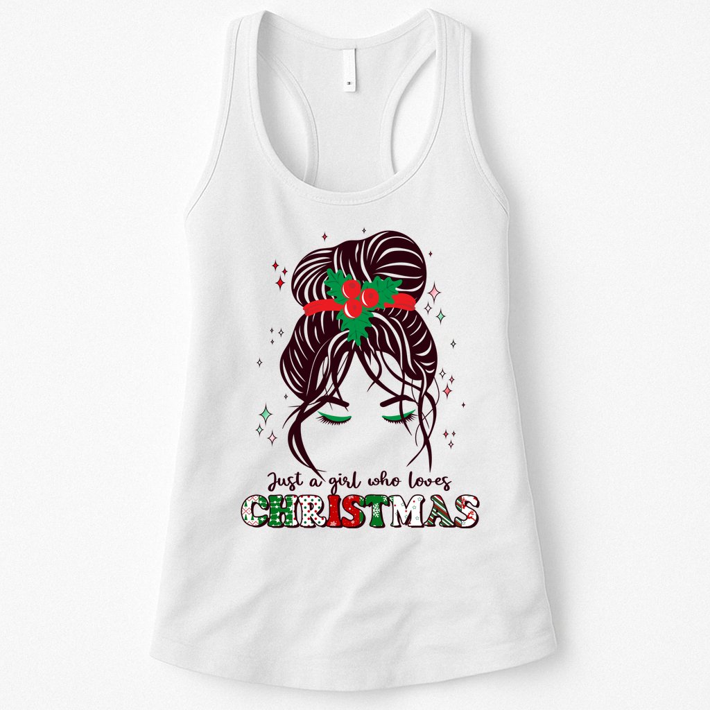 Cute Just A Girl Who Loves Christmas Womens Tank Top