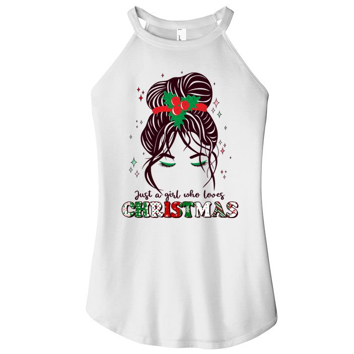 Cute Just A Girl Who Loves Christmas Women's Perfect Tri Rocker Tank