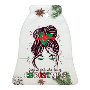 Cute Just A Girl Who Loves Christmas Ceramic Bell Ornament