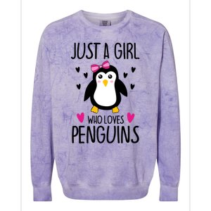 Cute Just A Who Loves Penguins Trendy Penguin Gift Colorblast Crewneck Sweatshirt