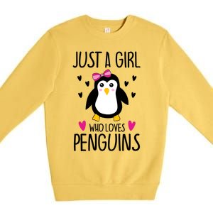 Cute Just A Who Loves Penguins Trendy Penguin Gift Premium Crewneck Sweatshirt