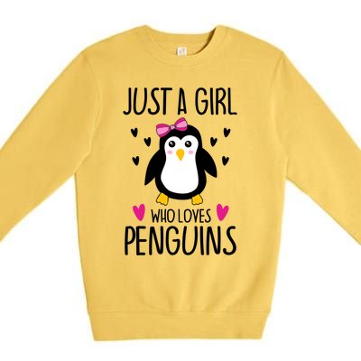 Cute Just A Who Loves Penguins Trendy Penguin Gift Premium Crewneck Sweatshirt