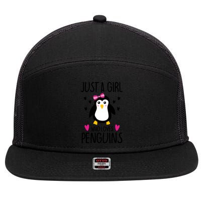 Cute Just A Who Loves Penguins Trendy Penguin Gift 7 Panel Mesh Trucker Snapback Hat