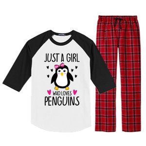 Cute Just A Who Loves Penguins Trendy Penguin Gift Raglan Sleeve Pajama Set