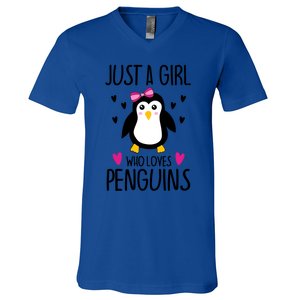 Cute Just A Who Loves Penguins Trendy Penguin Gift V-Neck T-Shirt