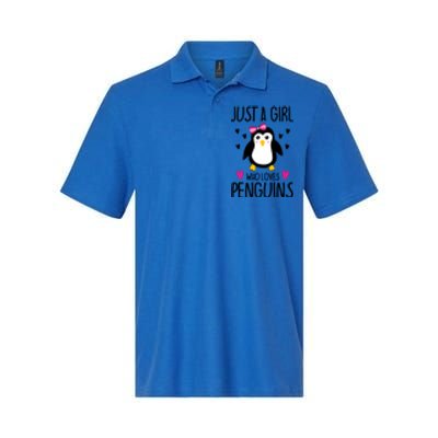 Cute Just A Who Loves Penguins Trendy Penguin Gift Softstyle Adult Sport Polo