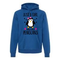 Cute Just A Who Loves Penguins Trendy Penguin Gift Premium Hoodie