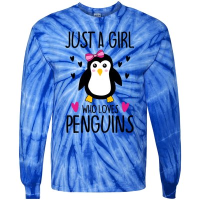 Cute Just A Who Loves Penguins Trendy Penguin Gift Tie-Dye Long Sleeve Shirt