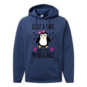 Cute Just A Who Loves Penguins Trendy Penguin Gift Performance Fleece Hoodie