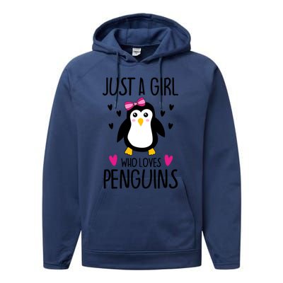 Cute Just A Who Loves Penguins Trendy Penguin Gift Performance Fleece Hoodie