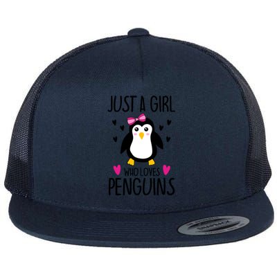 Cute Just A Who Loves Penguins Trendy Penguin Gift Flat Bill Trucker Hat