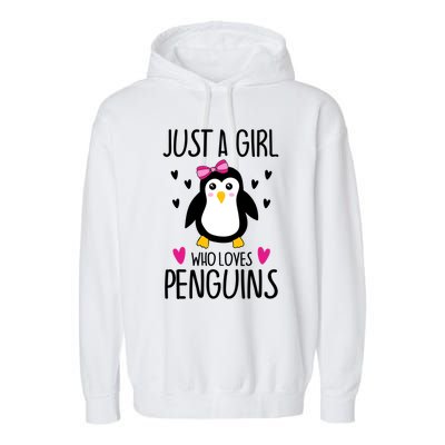 Cute Just A Who Loves Penguins Trendy Penguin Gift Garment-Dyed Fleece Hoodie