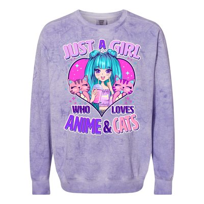 Cute Just A Girl Who Love Anime And Cats Colorblast Crewneck Sweatshirt