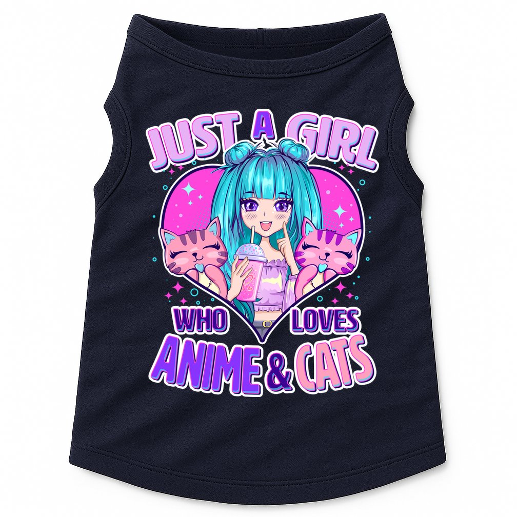 Cute Just A Girl Who Love Anime And Cats Doggie Tank
