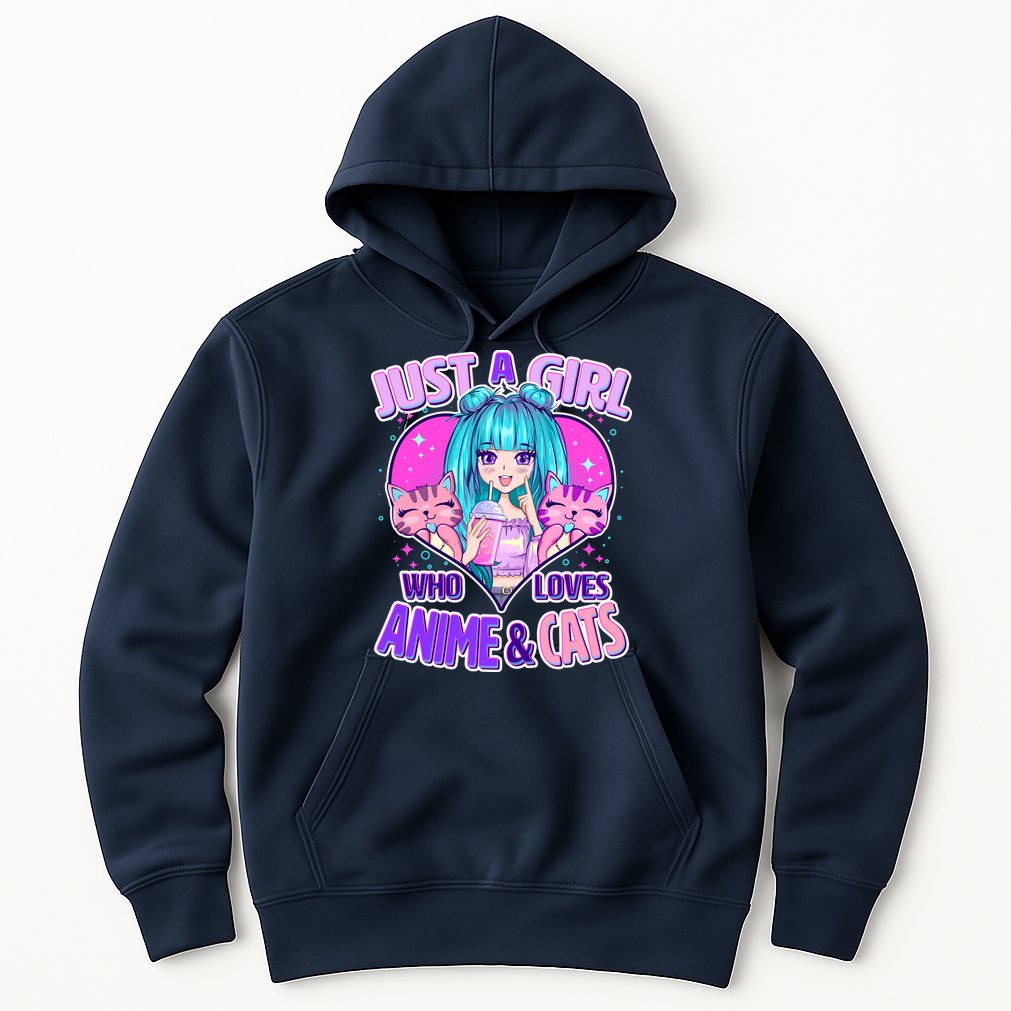 Cute Just A Girl Who Love Anime And Cats Hoodie