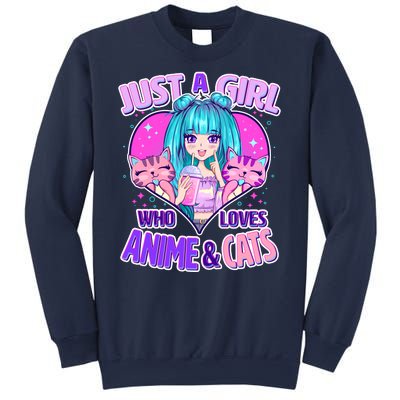 Cute Just A Girl Who Love Anime And Cats Sweatshirt