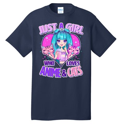 Cute Just A Girl Who Love Anime And Cats Tall T-Shirt