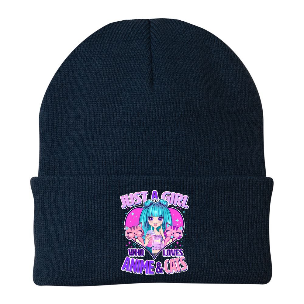 Cute Just A Girl Who Love Anime And Cats Beanie