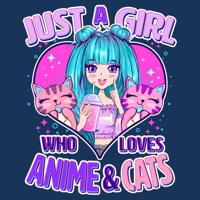 Cute Just A Girl Who Love Anime And Cats Flat Bill Trucker Hat