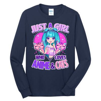 Cute Just A Girl Who Love Anime And Cats Tall Long Sleeve T-Shirt