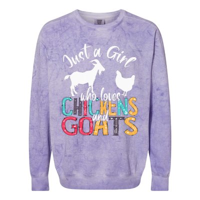 Cute Just A Girl Who Loves Chickens Goats Farmer Colorblast Crewneck Sweatshirt