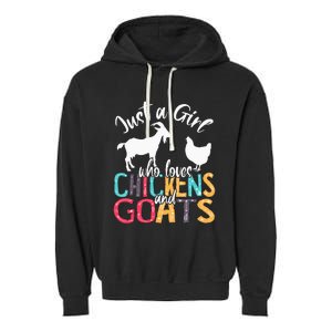 Cute Just A Girl Who Loves Chickens Goats Farmer Garment-Dyed Fleece Hoodie