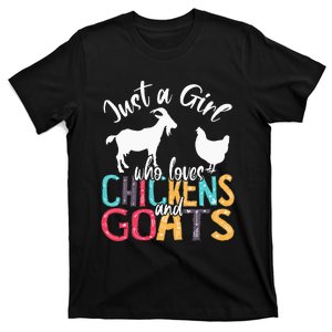 Cute Just A Girl Who Loves Chickens Goats Farmer T-Shirt