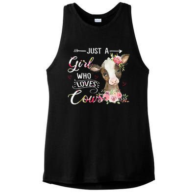 Cow Just A Girl Who Loves Cows Funny Gifts Ladies PosiCharge Tri-Blend Wicking Tank