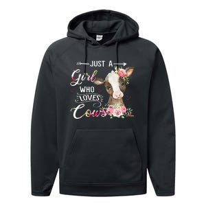 Cow Just A Girl Who Loves Cows Funny Gifts Performance Fleece Hoodie