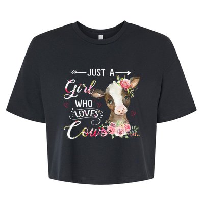 Cow Just A Girl Who Loves Cows Funny Gifts Bella+Canvas Jersey Crop Tee