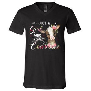 Cow Just A Girl Who Loves Cows Funny Gifts V-Neck T-Shirt