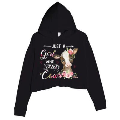 Cow Just A Girl Who Loves Cows Funny Gifts Crop Fleece Hoodie