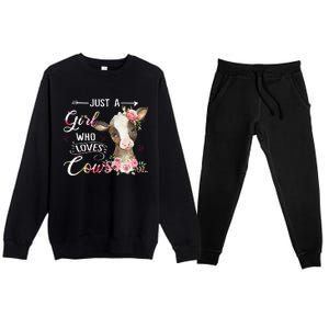 Cow Just A Girl Who Loves Cows Funny Gifts Premium Crewneck Sweatsuit Set