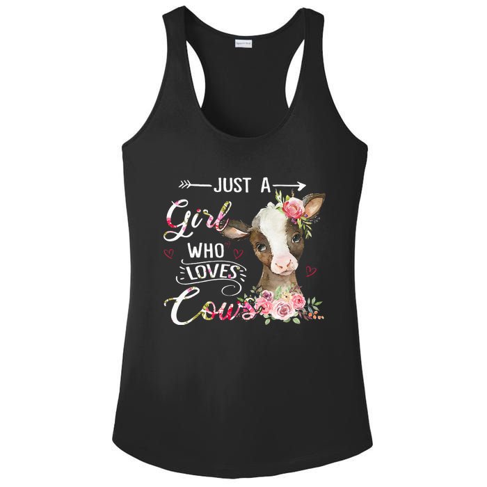 Cow Just A Girl Who Loves Cows Funny Gifts Ladies PosiCharge Competitor Racerback Tank