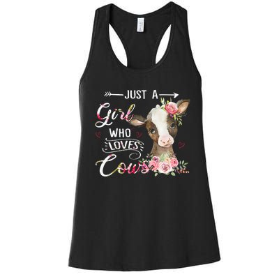 Cow Just A Girl Who Loves Cows Funny Gifts Women's Racerback Tank