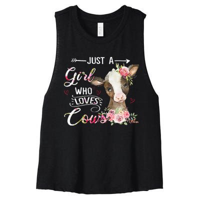 Cow Just A Girl Who Loves Cows Funny Gifts Women's Racerback Cropped Tank