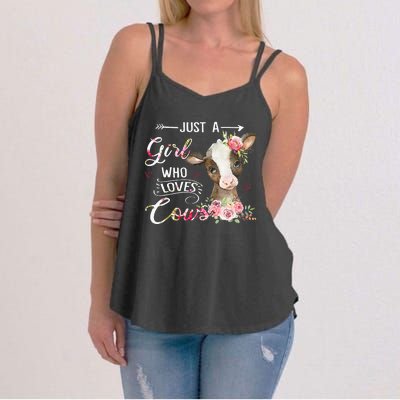 Cow Just A Girl Who Loves Cows Funny Gifts Women's Strappy Tank