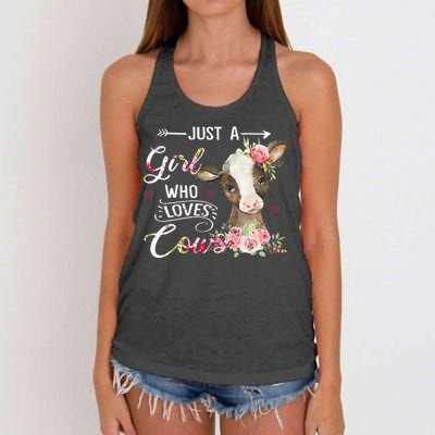 Cow Just A Girl Who Loves Cows Funny Gifts Women's Knotted Racerback Tank