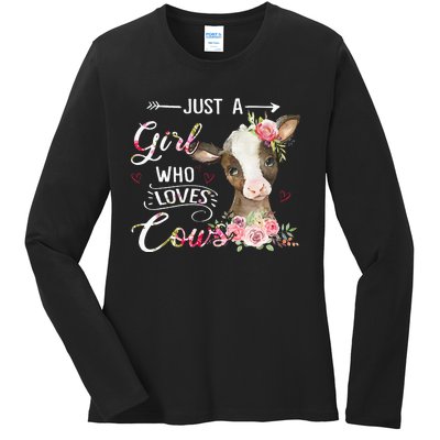 Cow Just A Girl Who Loves Cows Funny Gifts Ladies Long Sleeve Shirt