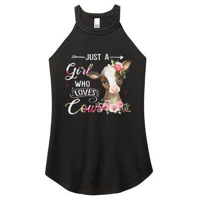 Cow Just A Girl Who Loves Cows Funny Gifts Women's Perfect Tri Rocker Tank