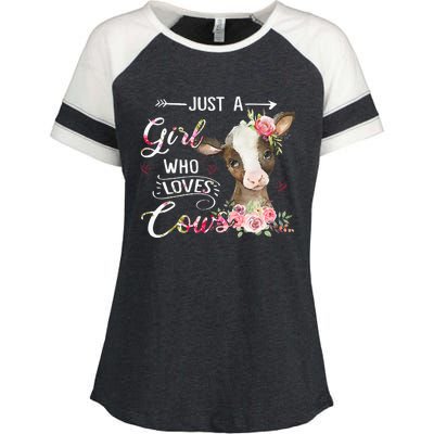 Cow Just A Girl Who Loves Cows Funny Gifts Enza Ladies Jersey Colorblock Tee